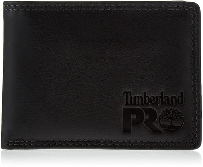 Timberland PRO Men's Leather RFID Wallet with Removable Flip Pocket Card Carrier